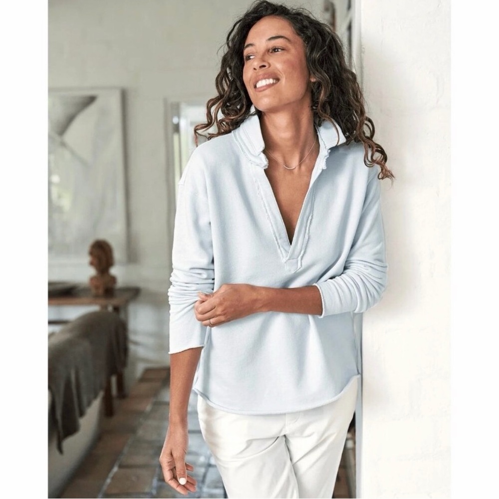 Frank and Eileen Patrick Popover Henley in Ice French Terry
